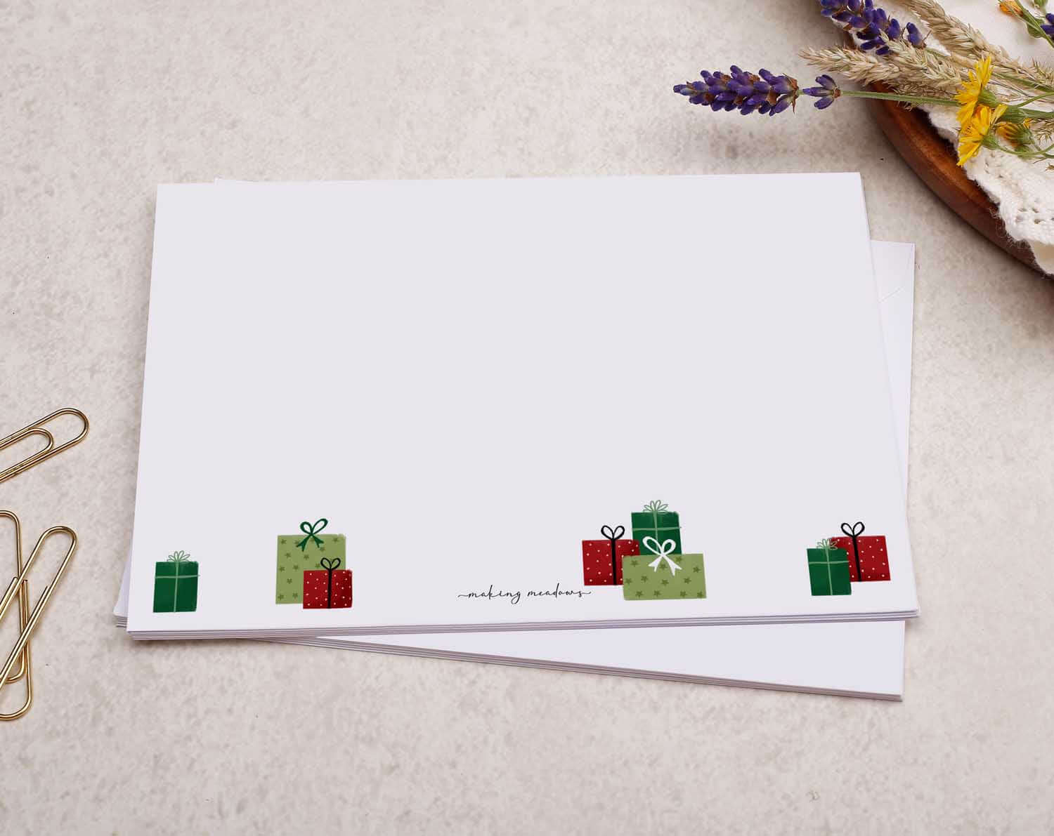 Christmas Tree A5 Writing Paper & Envelope Set. Stationery designed by Making Meadows
