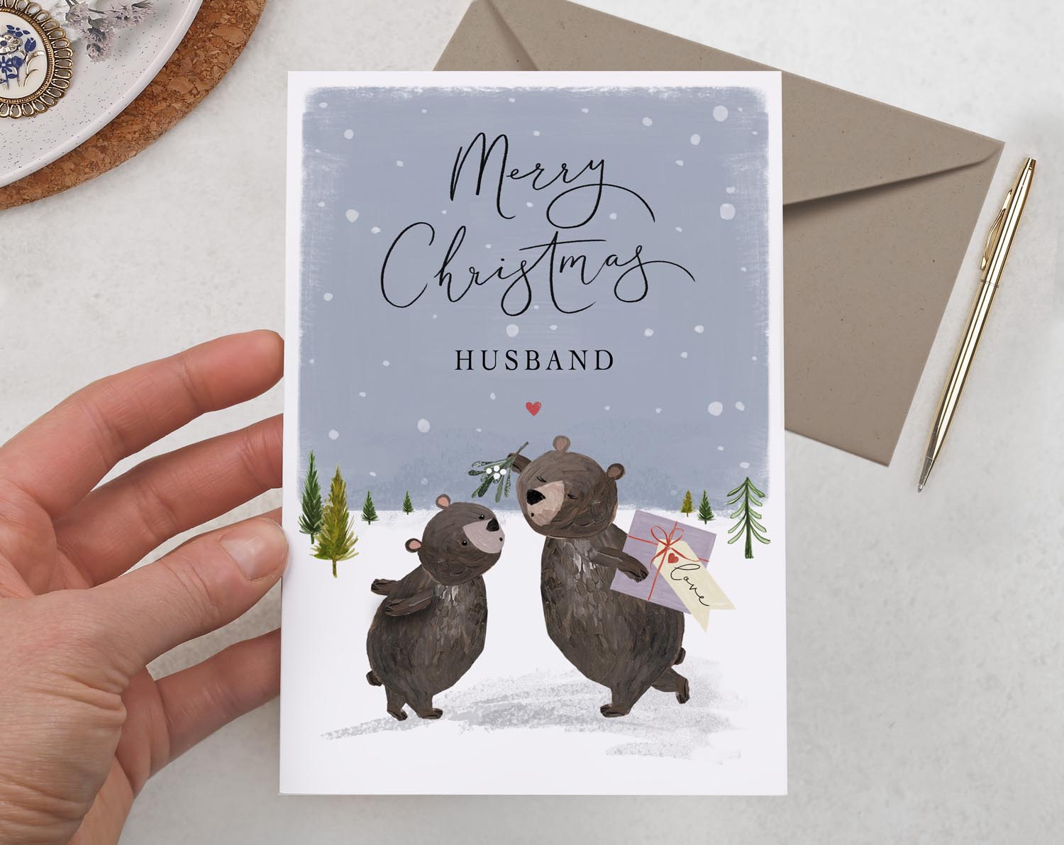 Bear Christmas Card For Husband