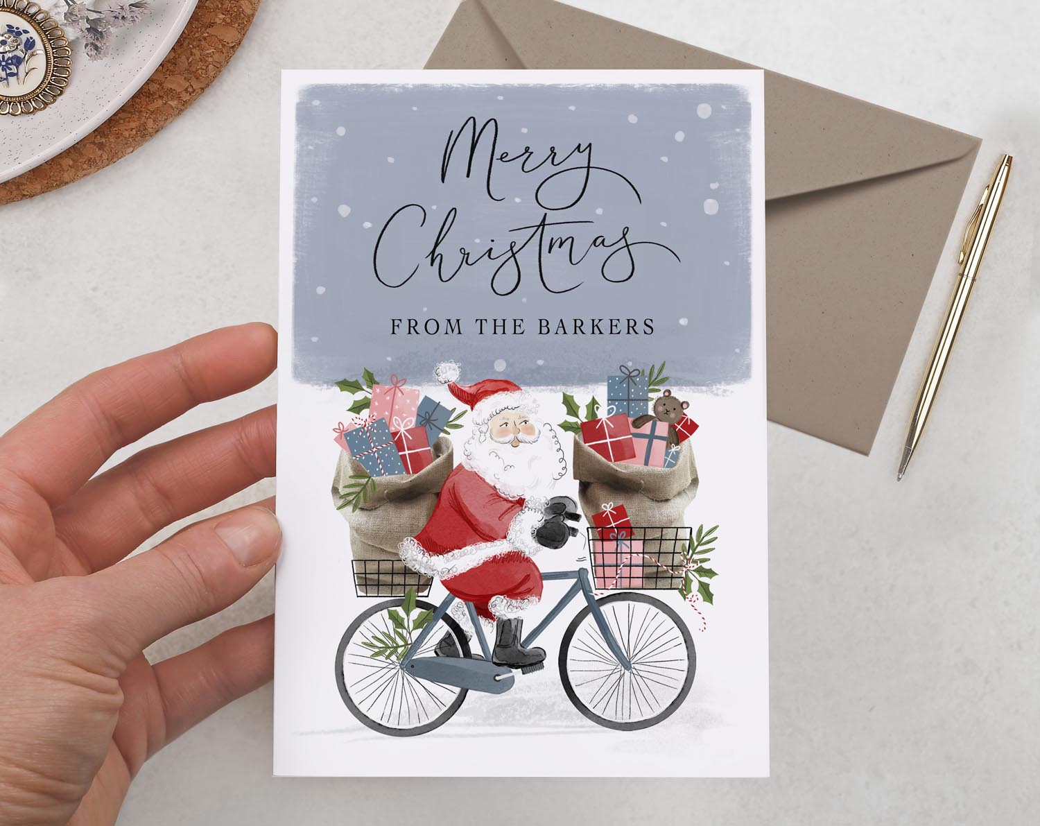 Personalised Christmas Card With Santa Claus