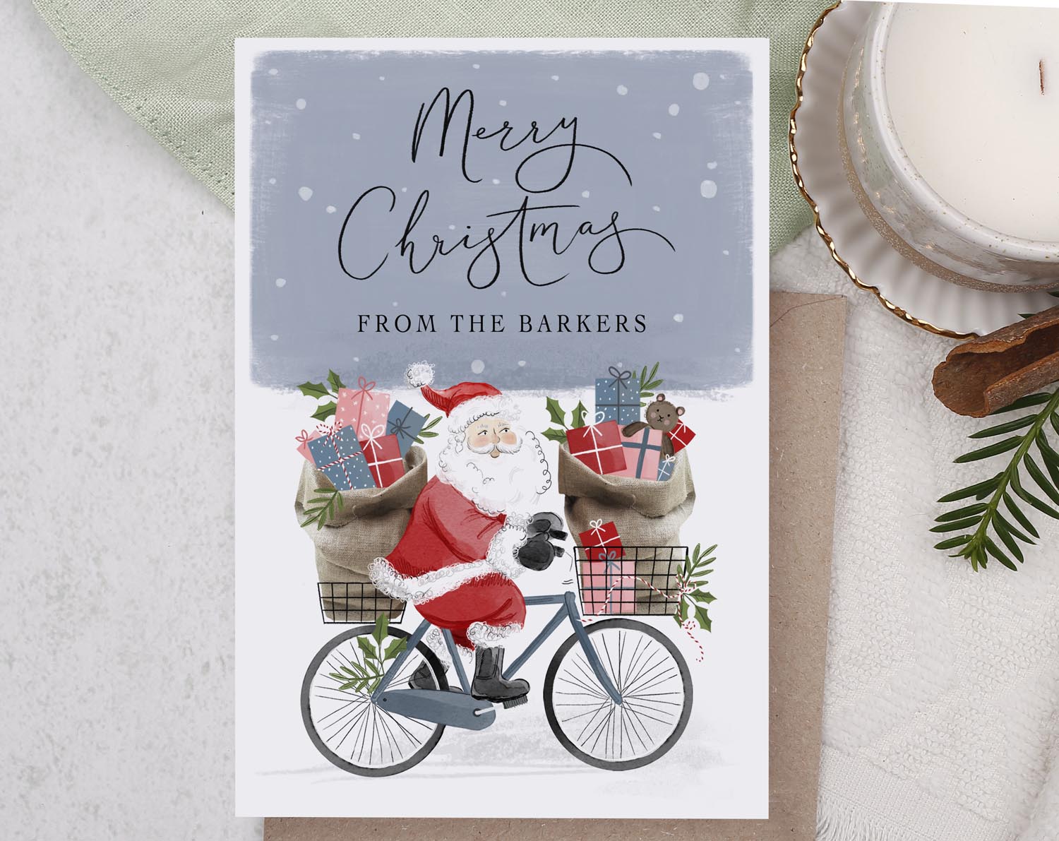 Personalised Christmas Card With Santa Claus