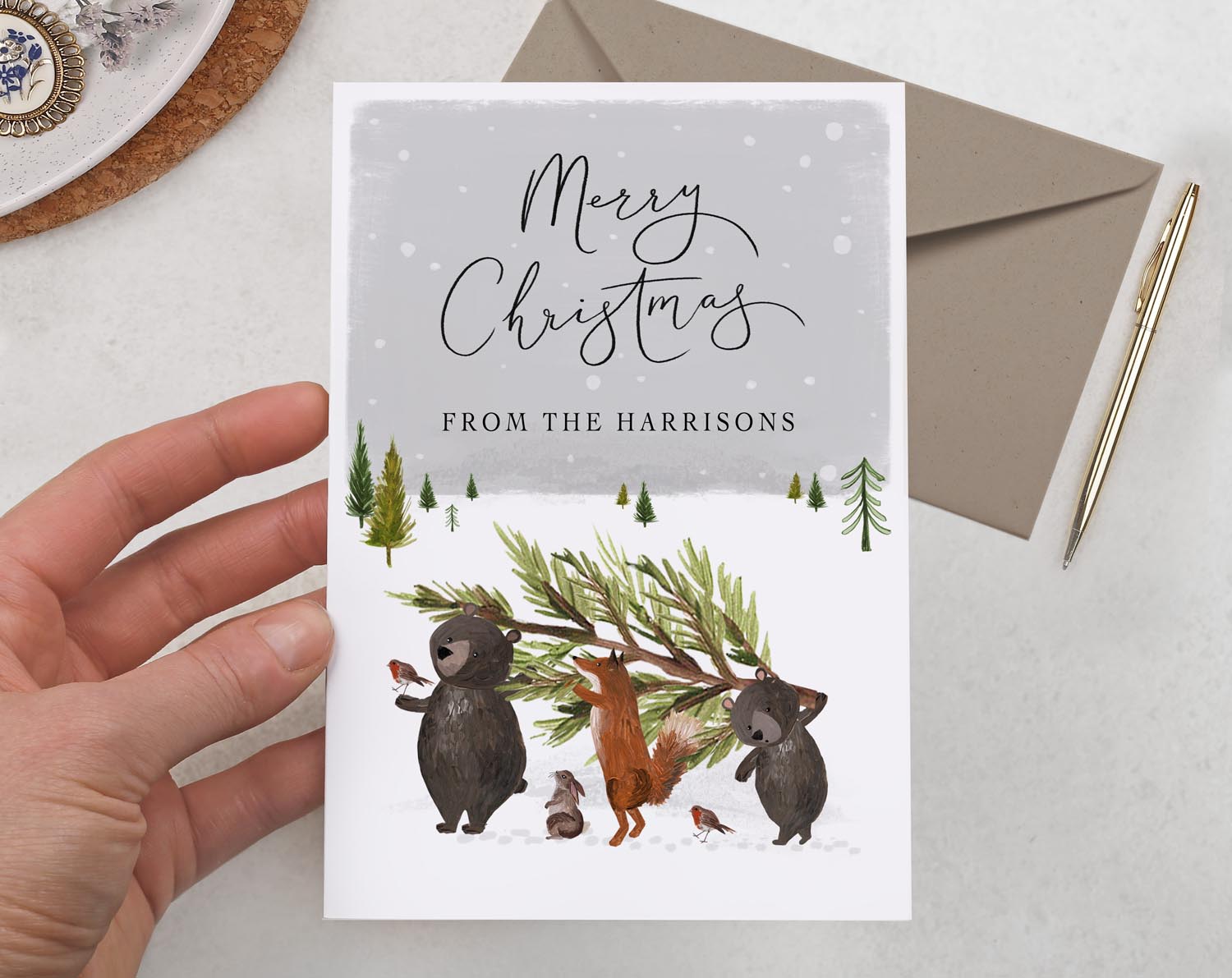 Personalised Christmas Card With Christmas Tree