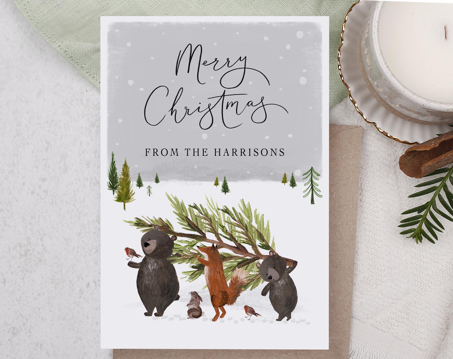 Personalised Christmas Card With Christmas Tree