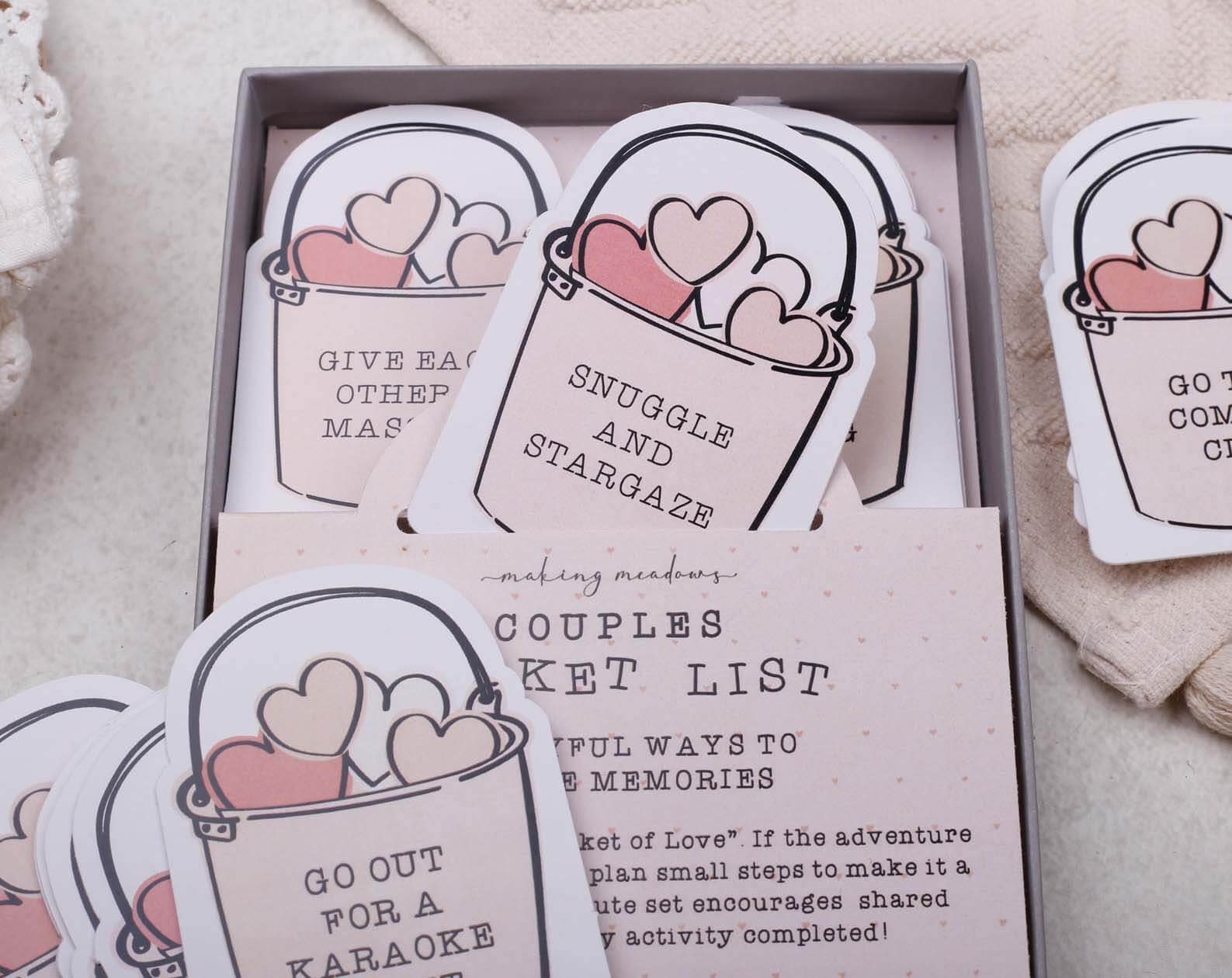 Couples Bucket List Gift Box. Stationery designed by Making Meadows