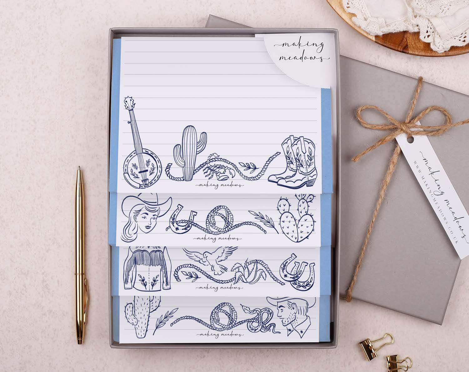 Cowboy Rodeo Writing Paper Gift Box. Stationery designed by Making Meadows