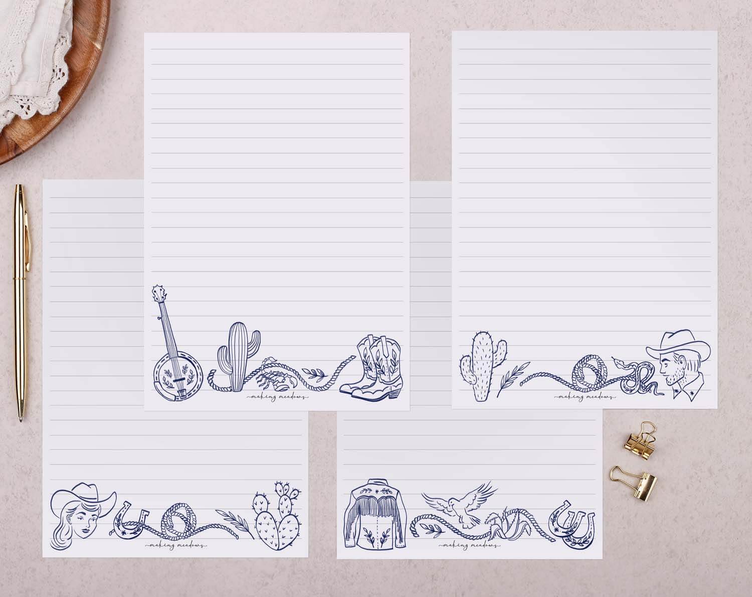 Cowboy Rodeo Writing Paper Gift Box. Stationery designed by Making Meadows