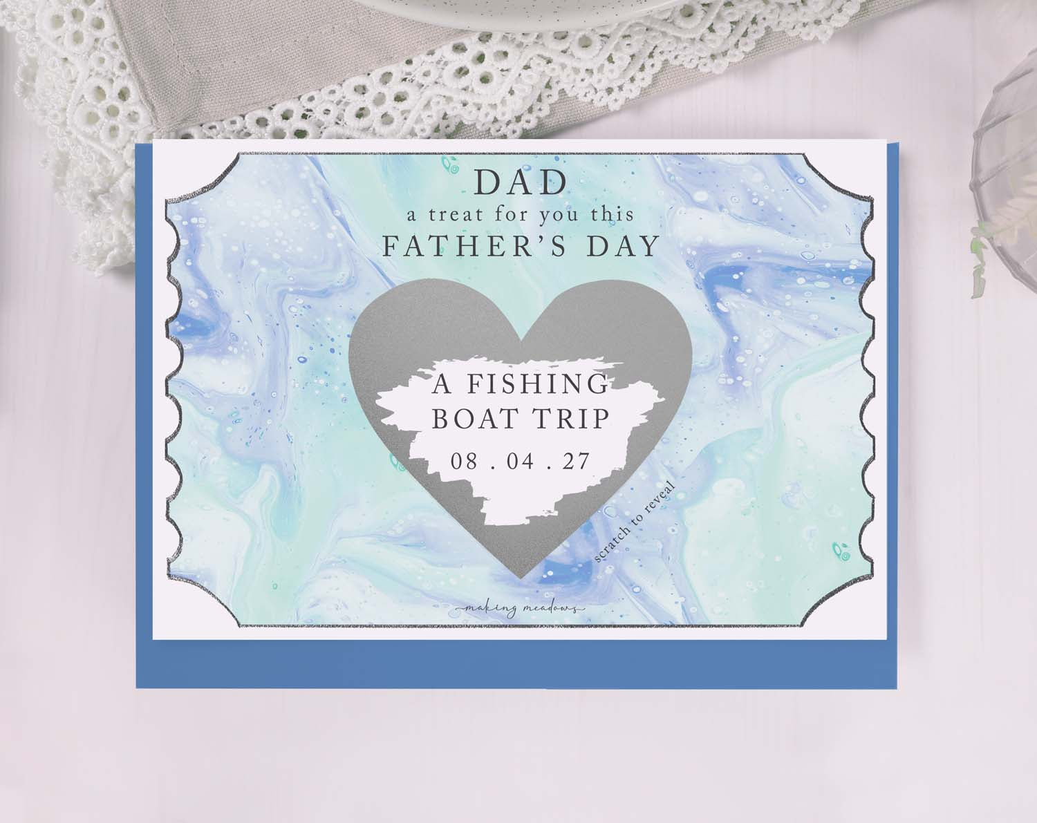 Blue Marble Scratch To Reveal Card For Dad