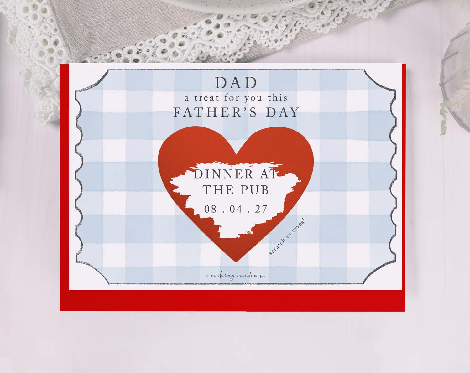 Gingham Scratch To Reveal Card For Dad