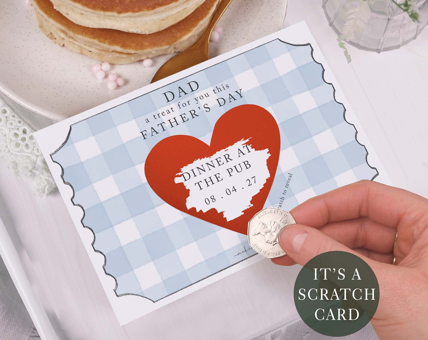Gingham Scratch To Reveal Card For Dad