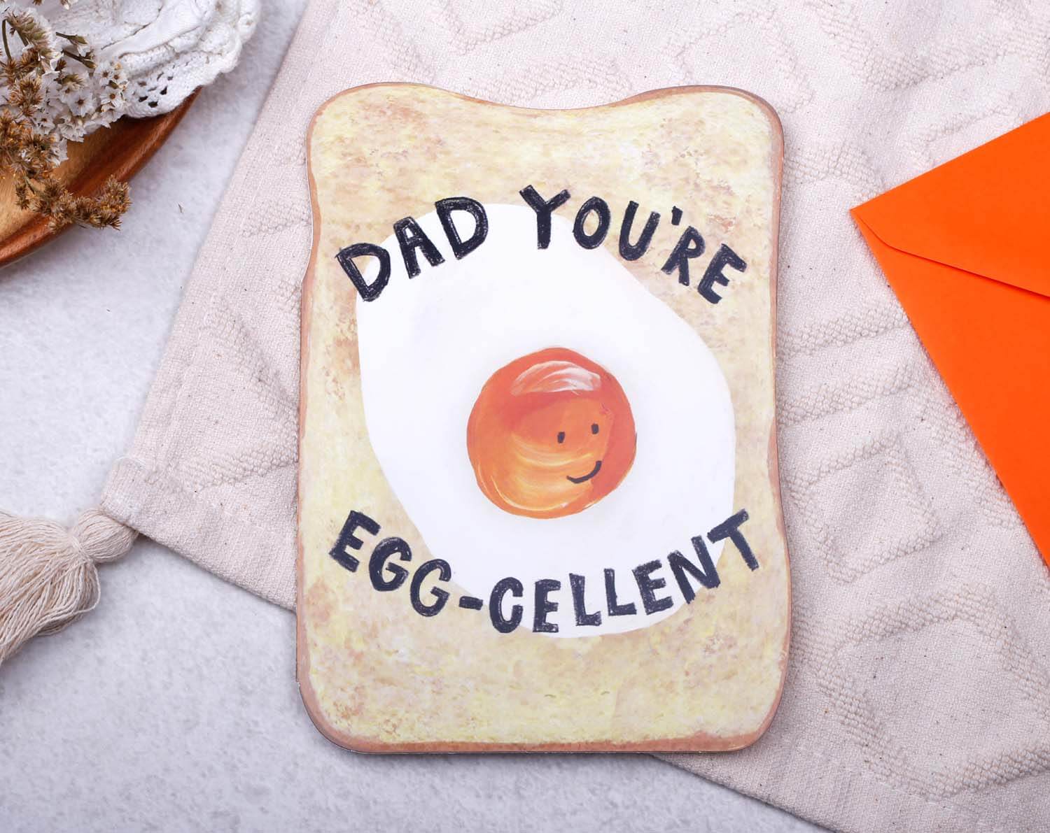 Egg Funny Father's Day Card with fried egg design and humorous text for Father's Day.