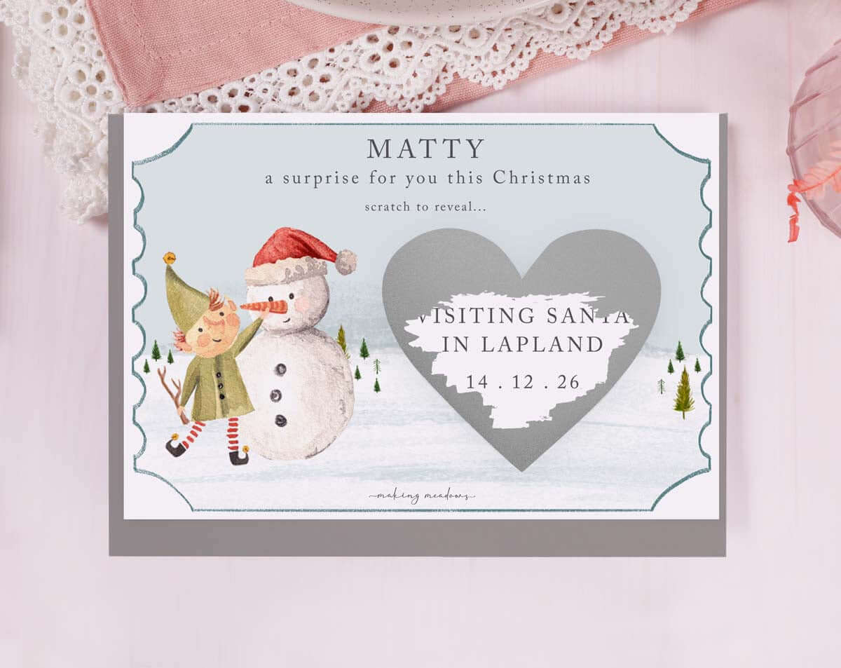 Elf Surprise Gift Reveal Scratch Card