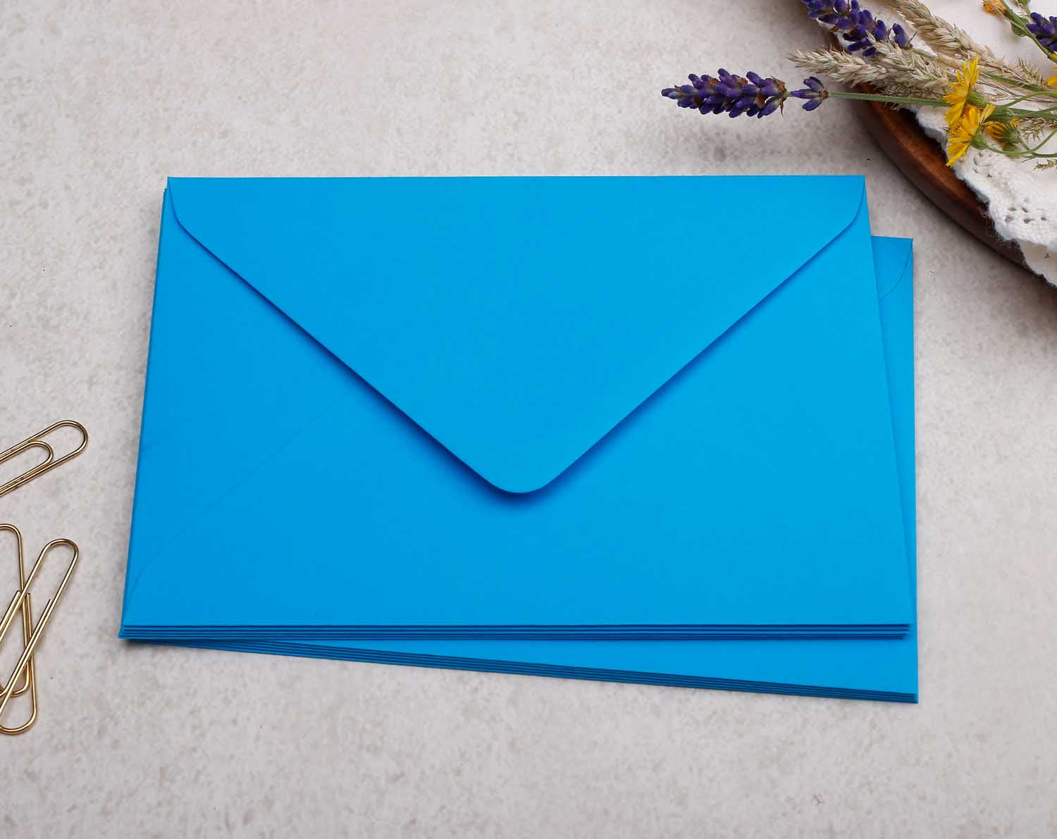 bright blue coloured C6 premium envelopes