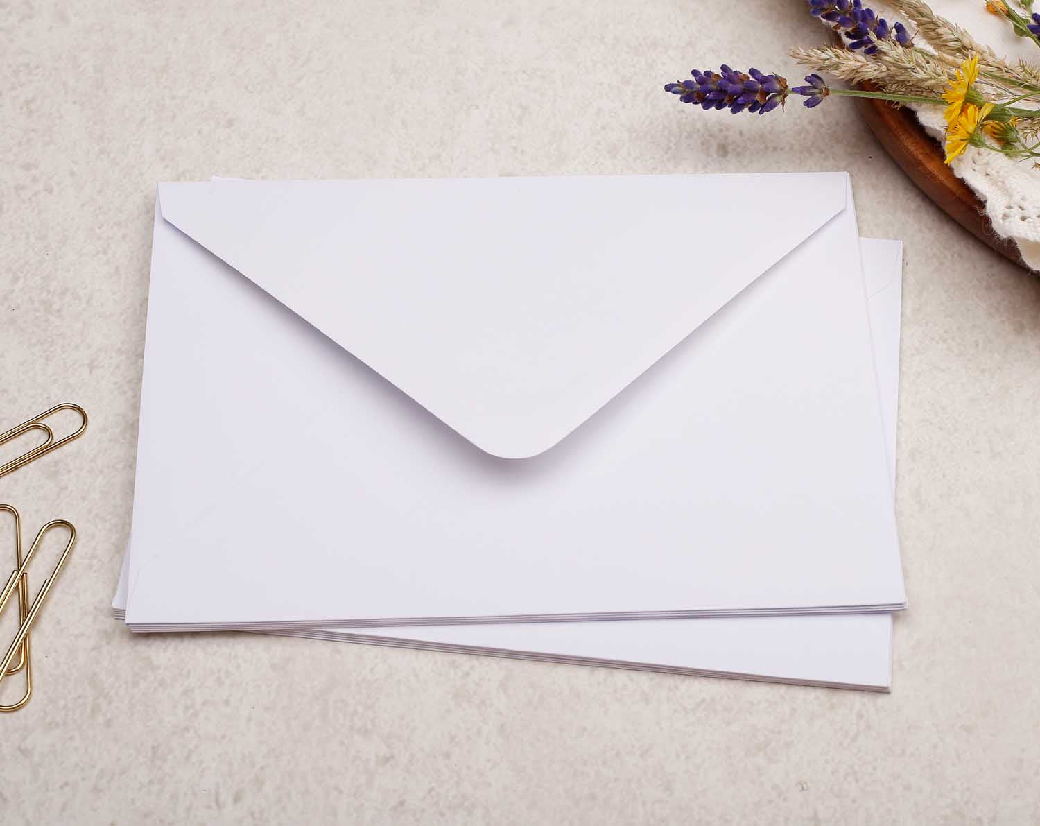 A pretty decorated C6 white envelope with a Gardening Fox & Rabbit Wildlife Design. 