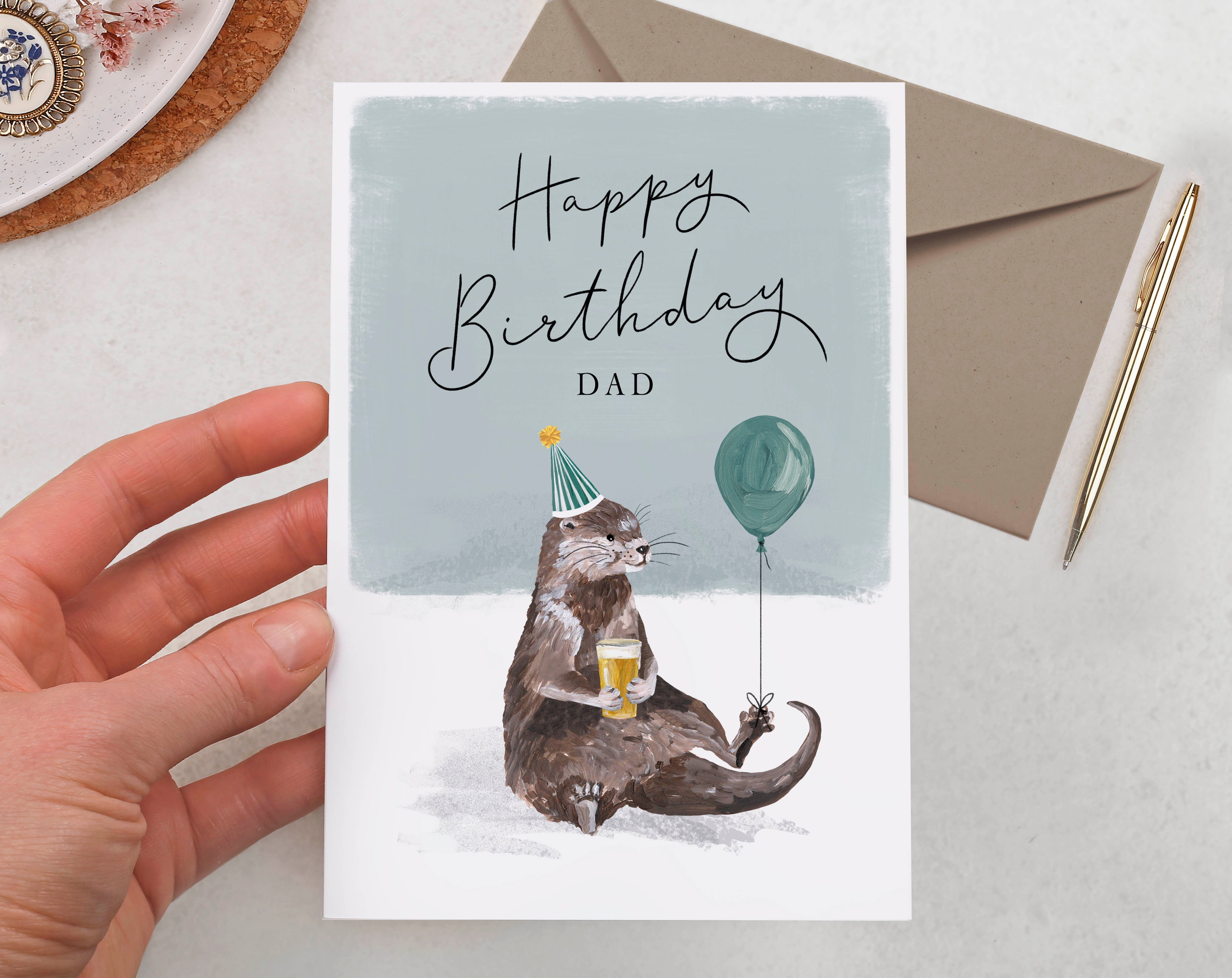 Dad Happy Birthday Otter Card