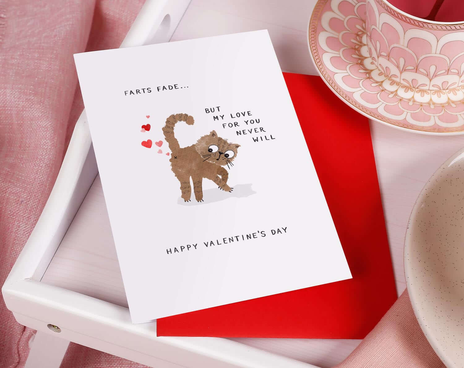 Farting Cat Valentine Card. Greeting & Note Cards designed by Making Meadows