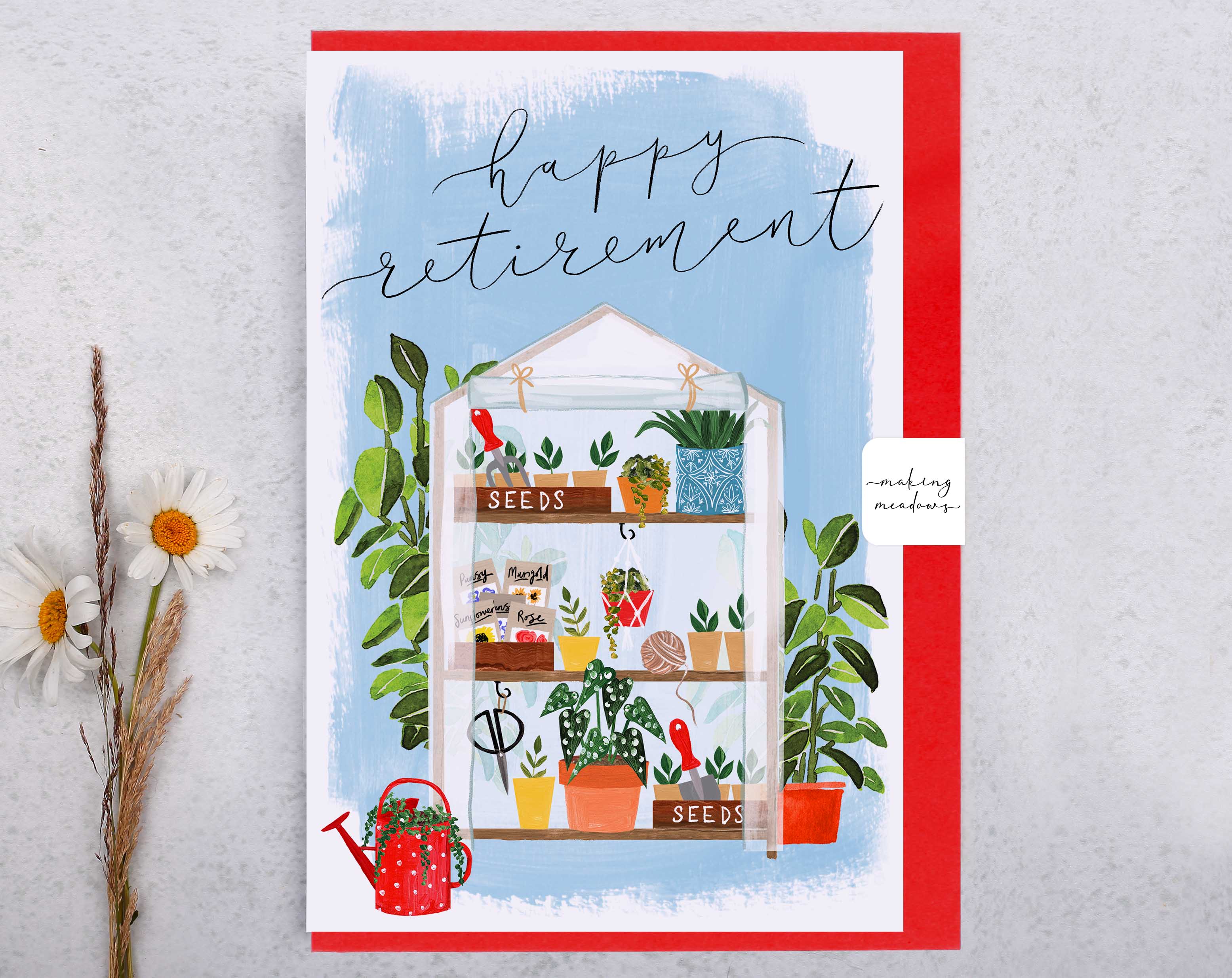 Floral Happy Retirement Gardening Card. Greeting & Note Cards designed by Making Meadows