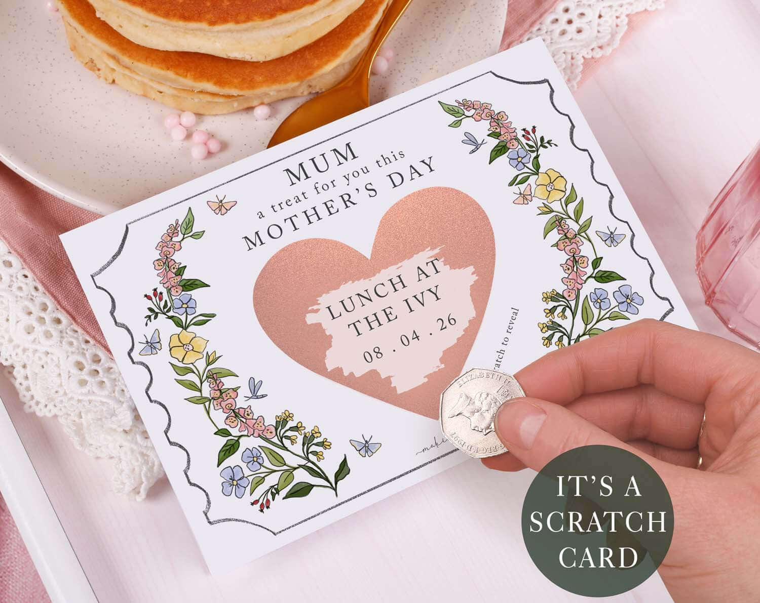 Floral Mum Gift Reveal Scratch Card. Greeting Cards designed by Making Meadows