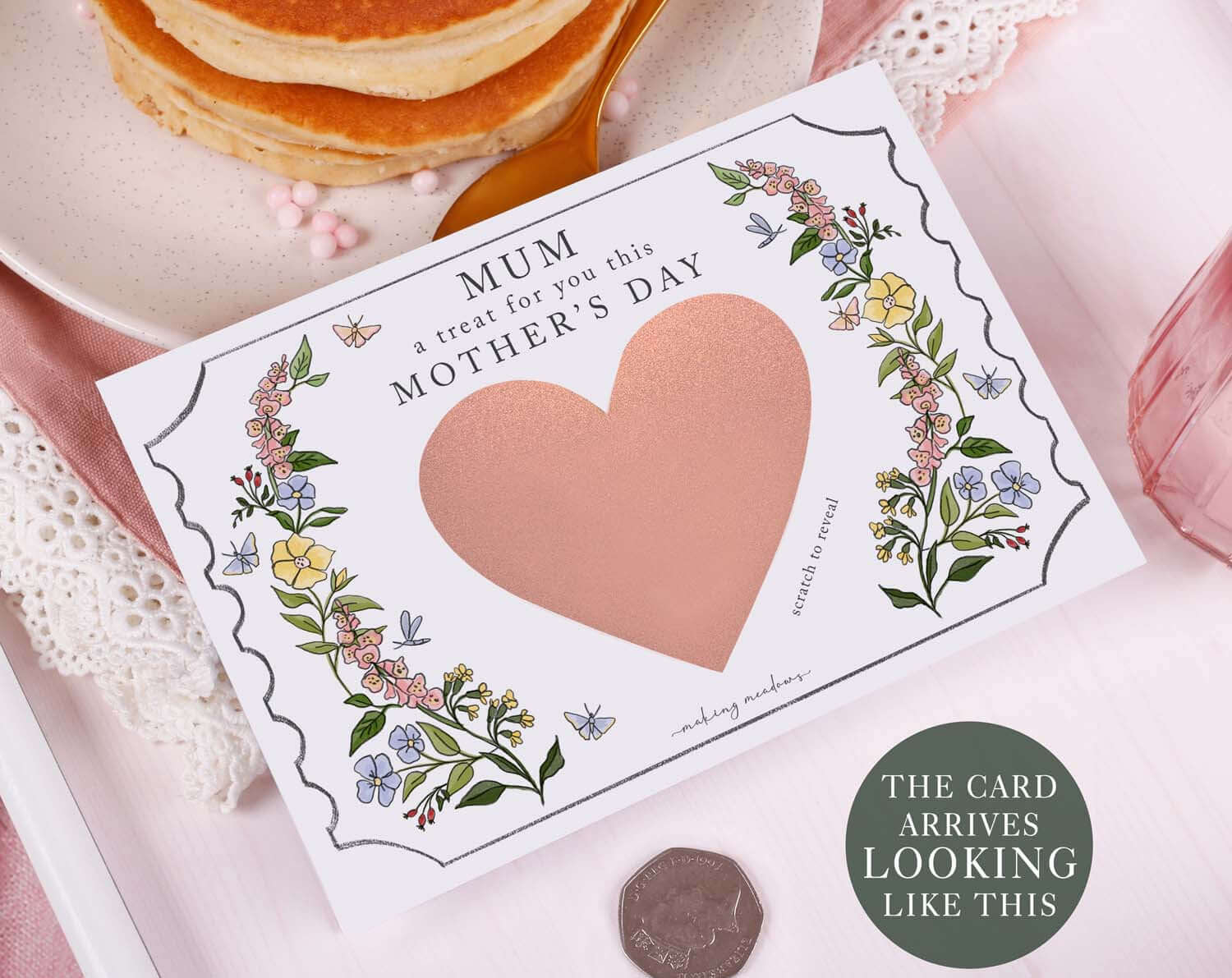 Floral Mum Gift Reveal Scratch Card. Greeting Cards designed by Making Meadows