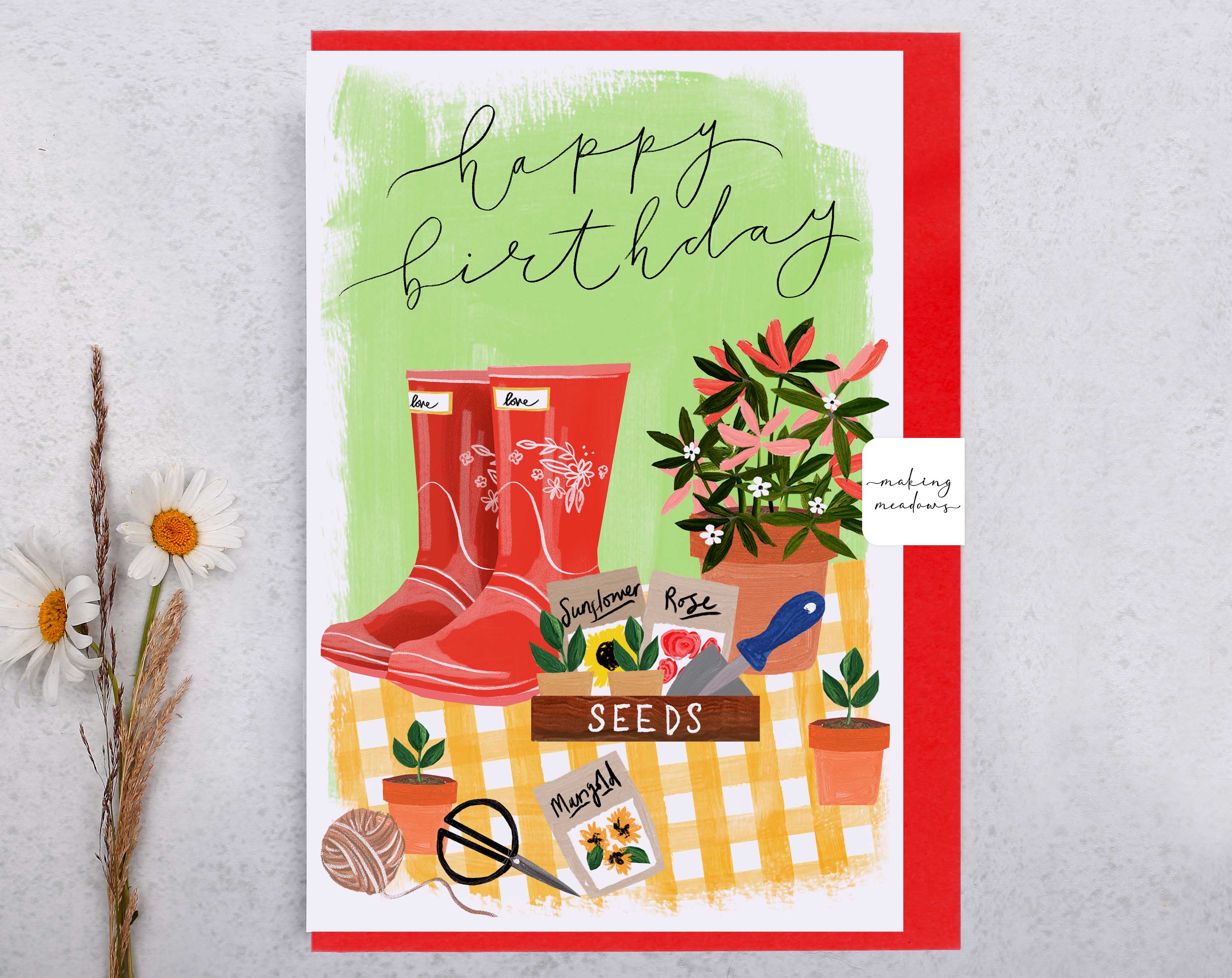 Floral Seeds Happy Birthday Card. Greeting & Note Cards designed by Making Meadows