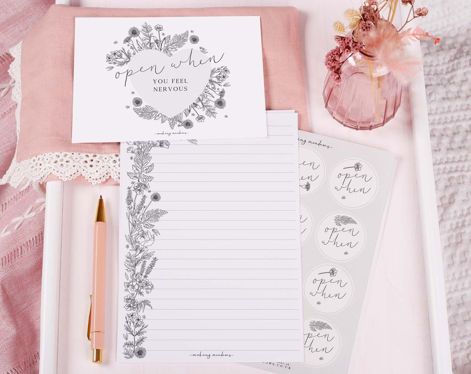 Floral Wedding Open When Envelopes. Stationery designed by Making Meadows