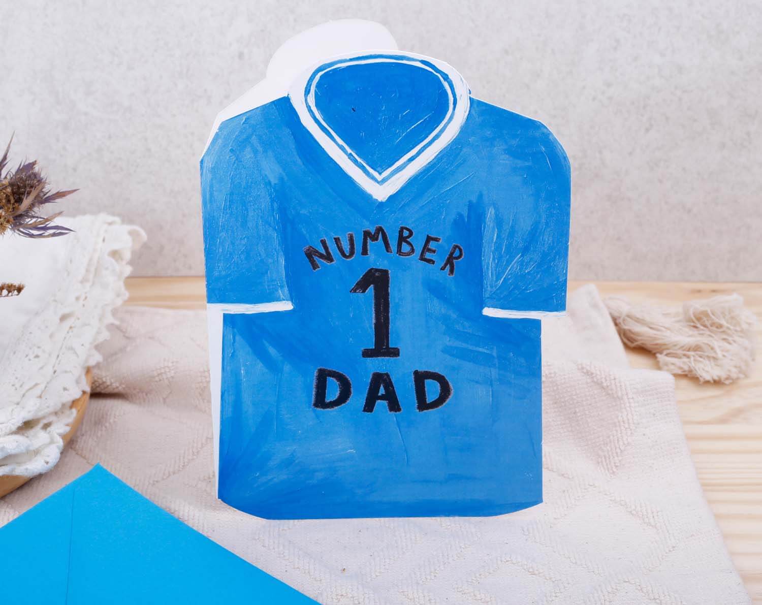 Football Father's Day Card With Blue T-shirt