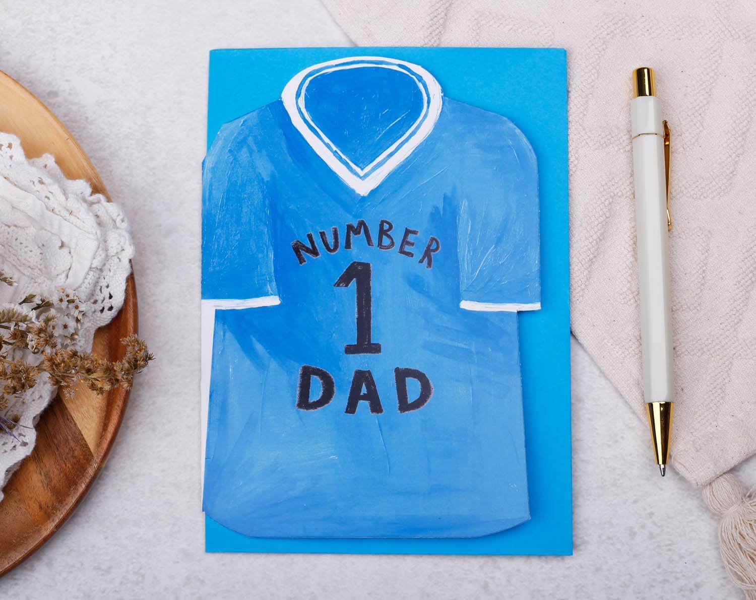 Football Father's Day Card With Blue T-shirt