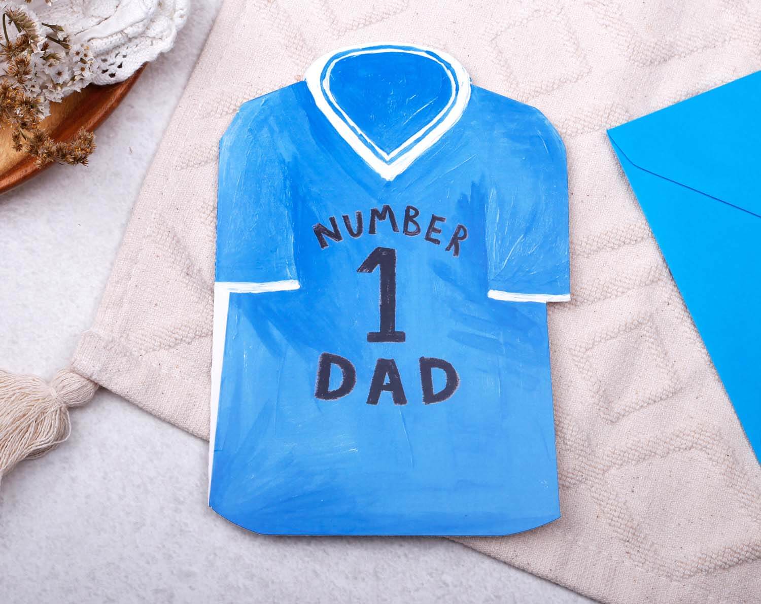 Football Father's Day Card With Blue T-shirt