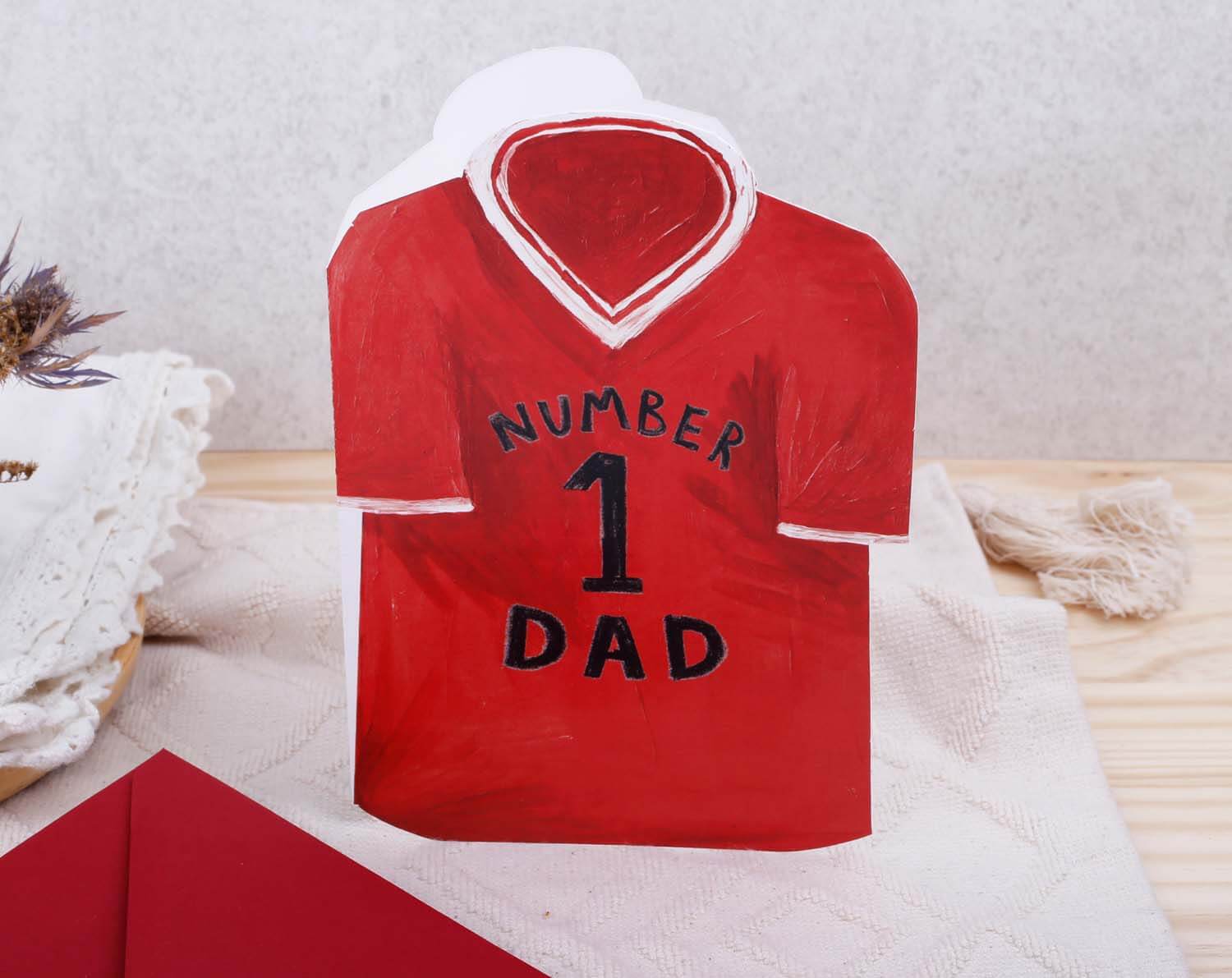 Football Father's Day Card With Red T-shirt