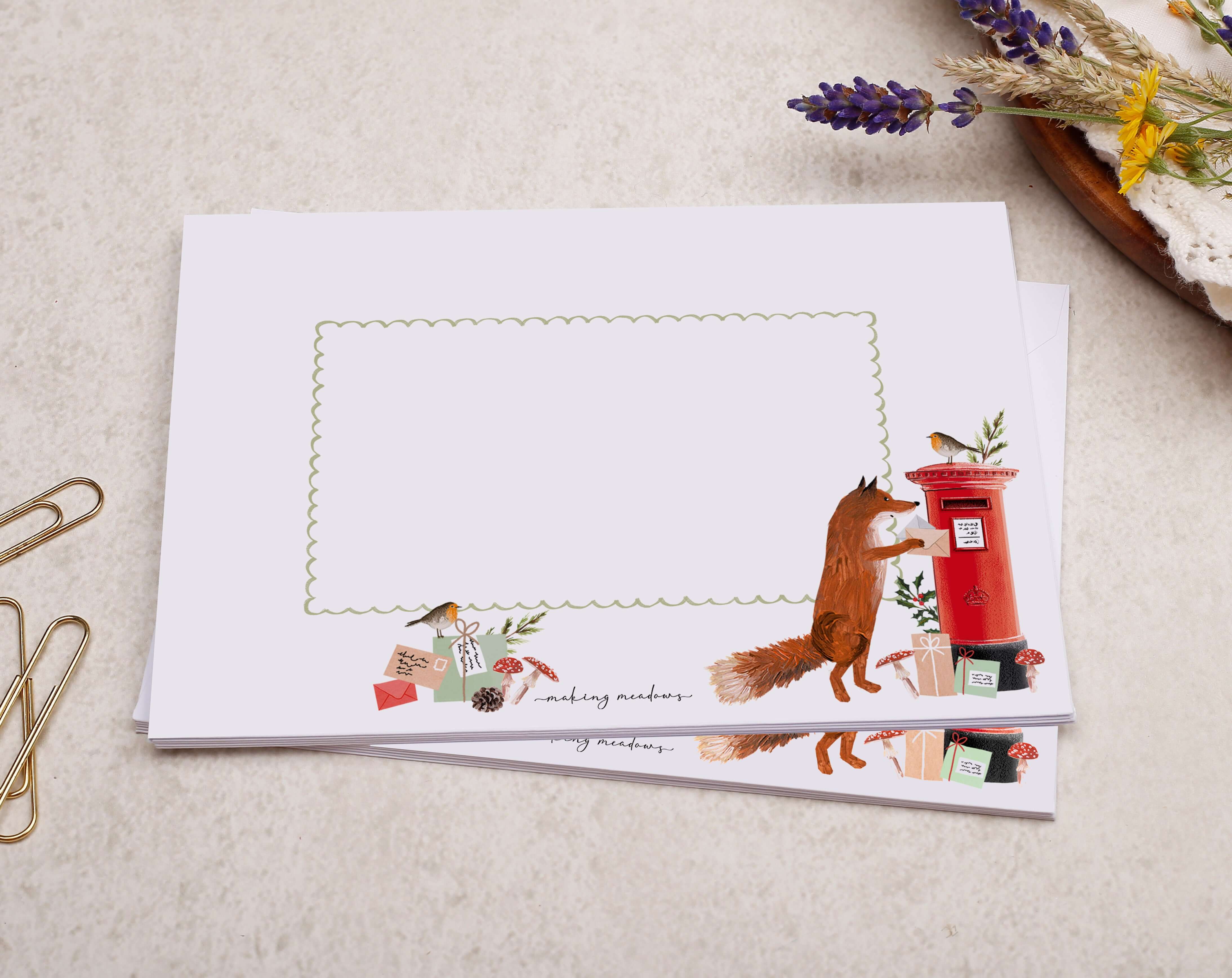 Fox A5 Writing Paper & Envelope Set. Stationery designed by Making Meadows