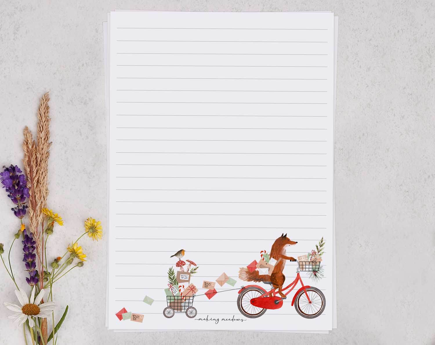 Fox A5 Writing Paper & Envelope Set. Stationery designed by Making Meadows