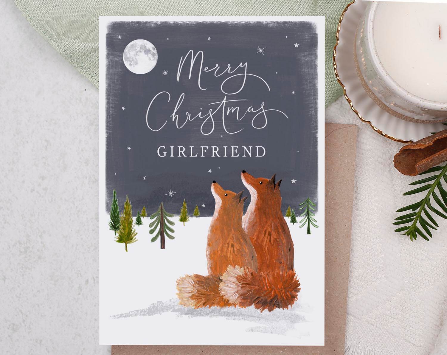 Fox Christmas Card For Girlfriend. Greeting & Note Cards designed by Making Meadows