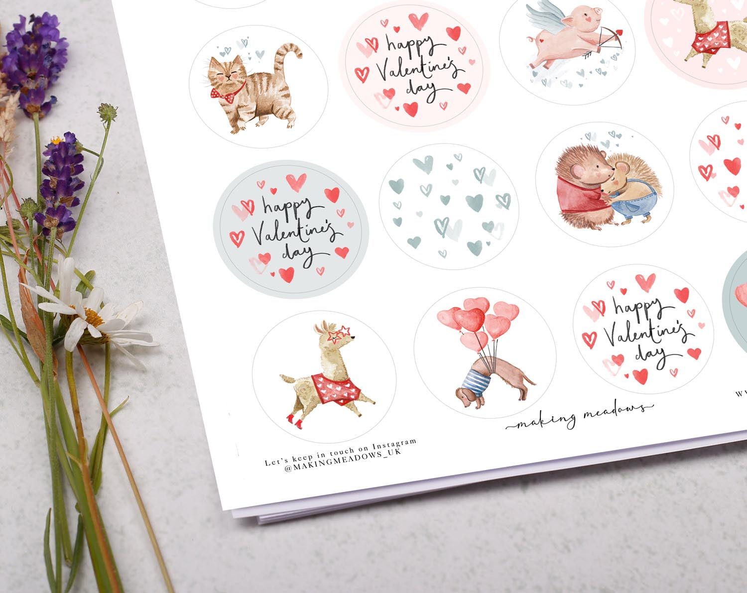 Animal Valentine Sticker Sheet