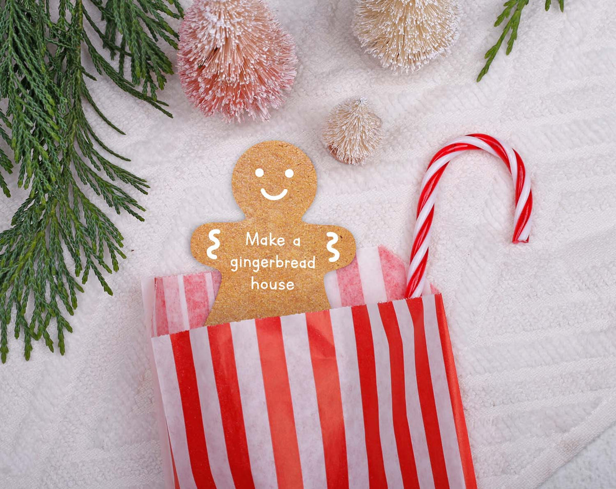 Gingerbread Activity Cards featuring instructions to make a gingerbread house for the advent calendar.