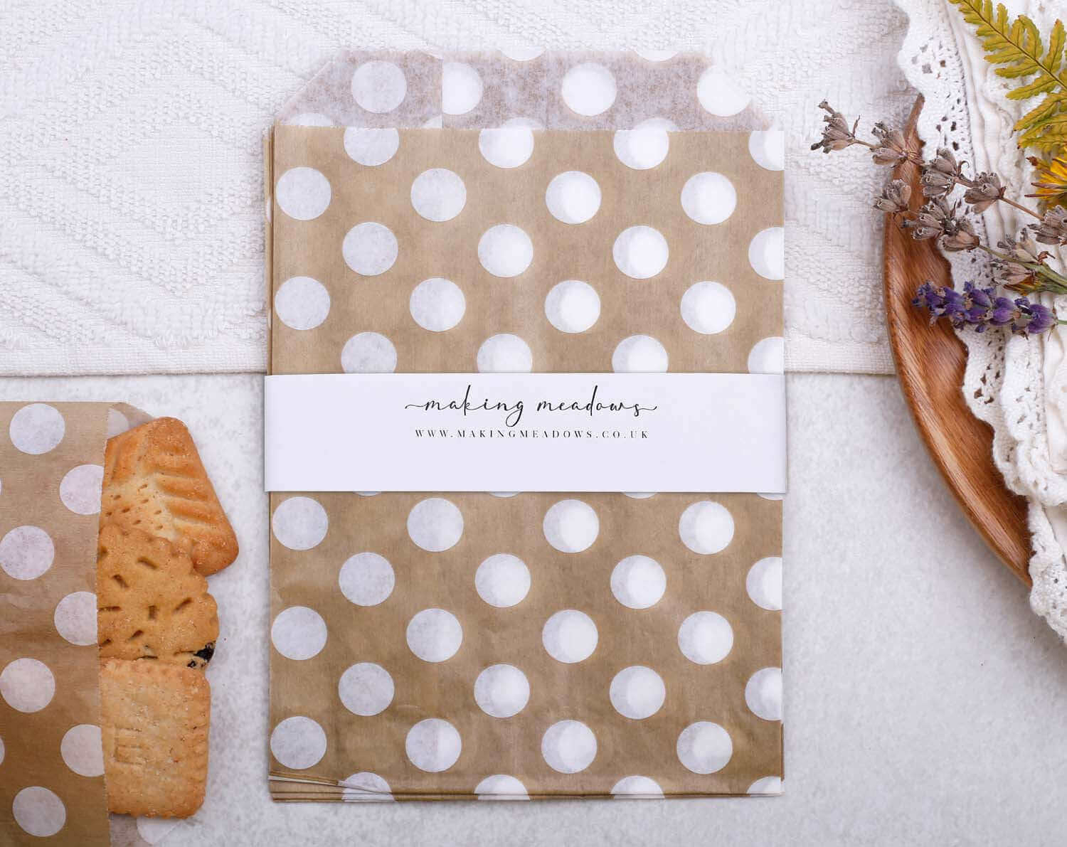 Gold Polka Dot Paper Treat Bags designed by Making Meadows