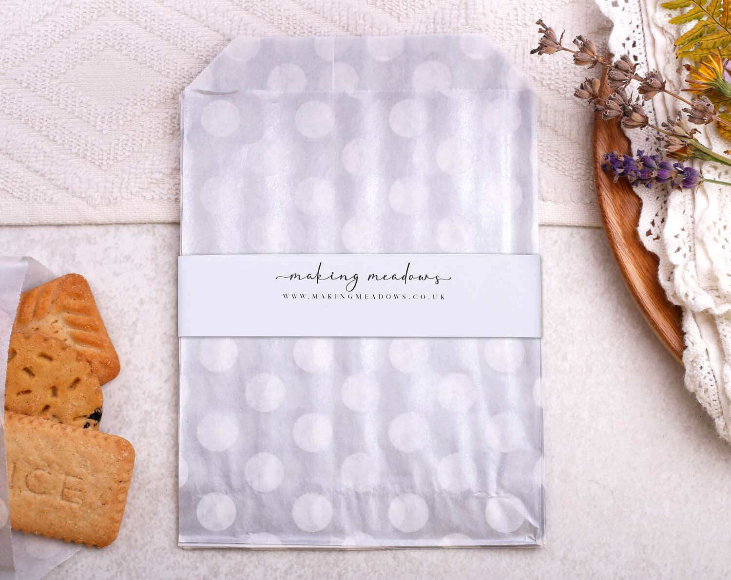 Gold Polka Dot Paper Treat Bags designed by Making Meadows