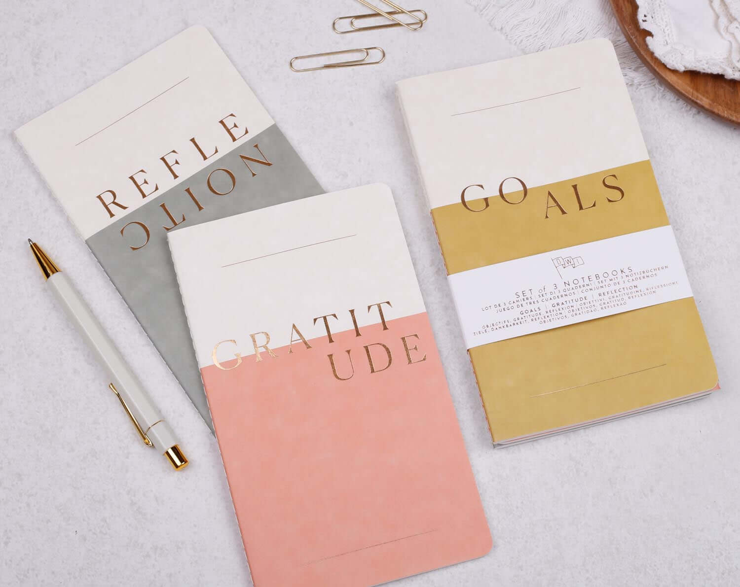 Gratitude Journal, Reflection Book & Goal Setting Notebook Set. Stationery designed by Making Meadows