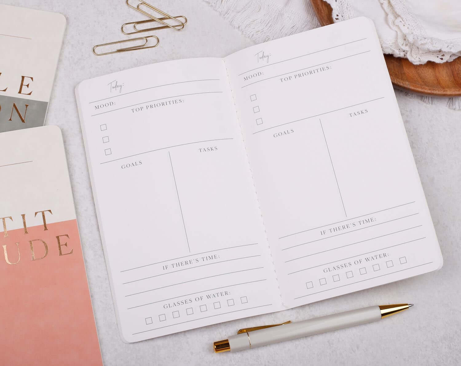 Gratitude Journal, Reflection Book & Goal Setting Notebook Set. Stationery designed by Making Meadows