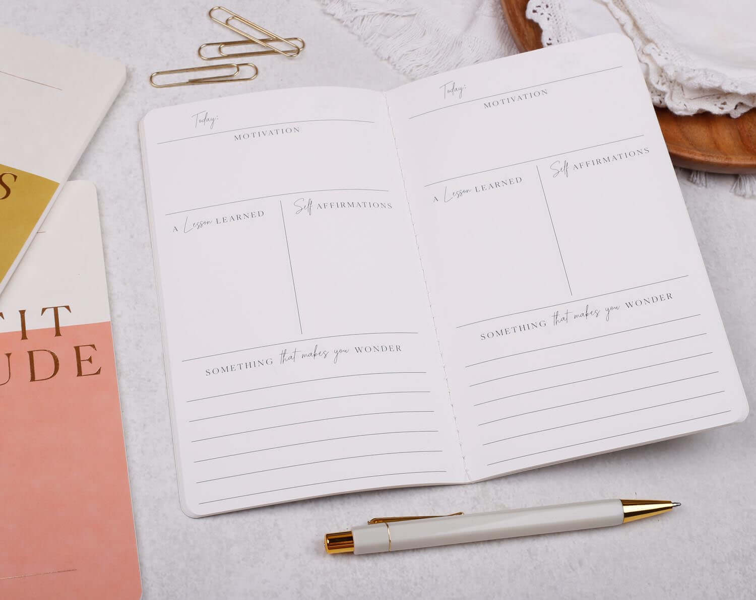 Gratitude Journal, Reflection Book & Goal Setting Notebook Set. Stationery designed by Making Meadows