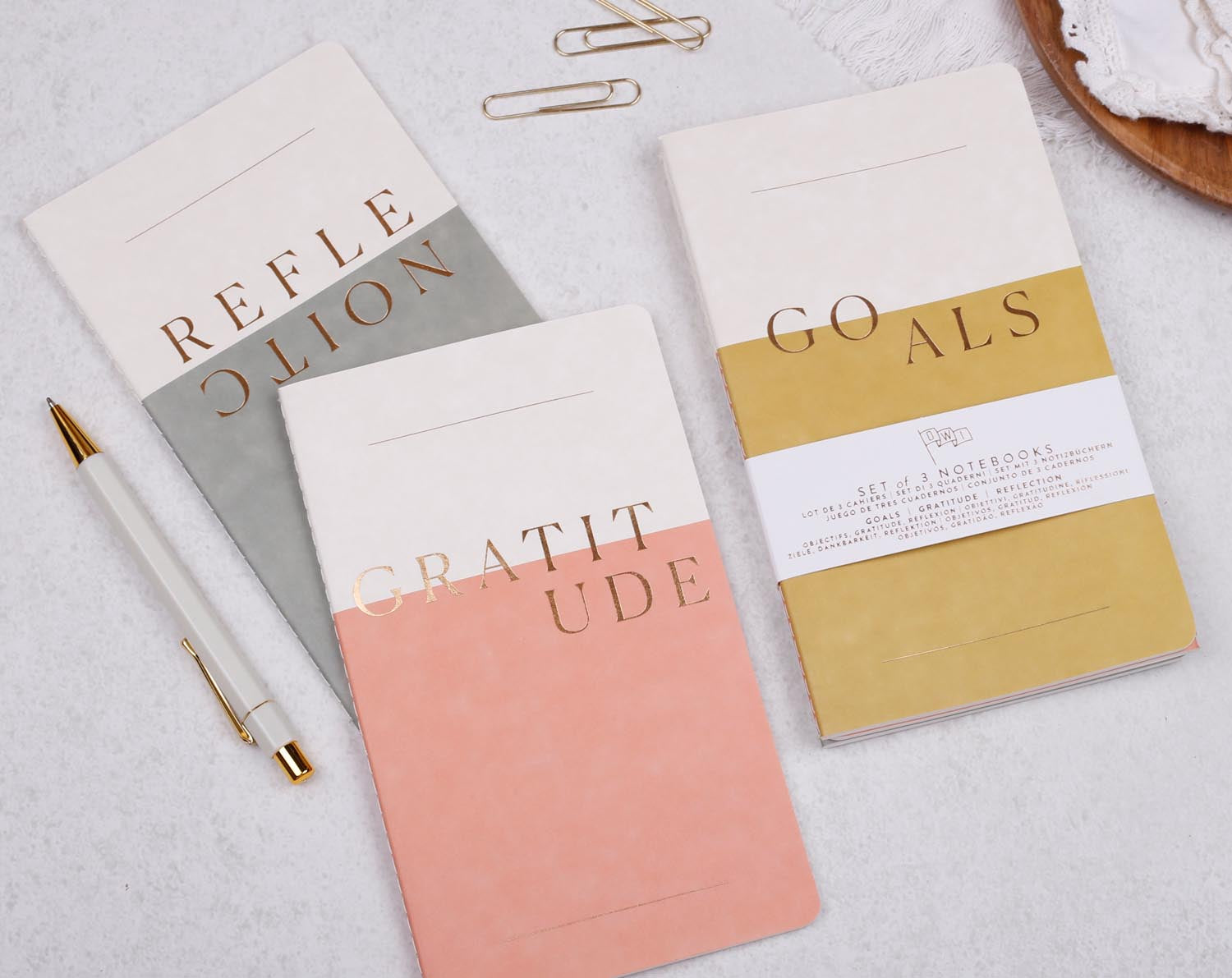 Gratitude Journal, Reflection Book & Goal Setting Notebook Set