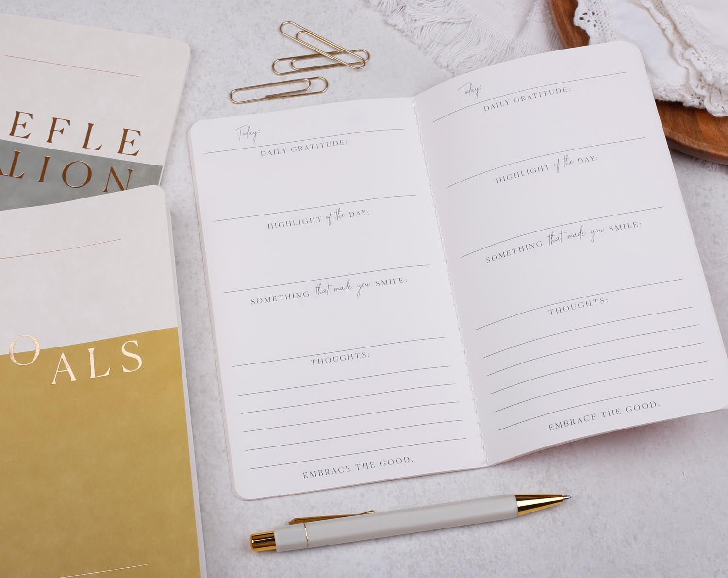 Gratitude Journal, Reflection Book & Goal Setting Notebook Set