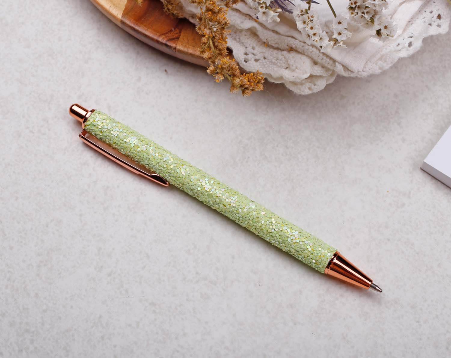 Green Glitter Ballpoint Pen. Pens designed by Making Meadows