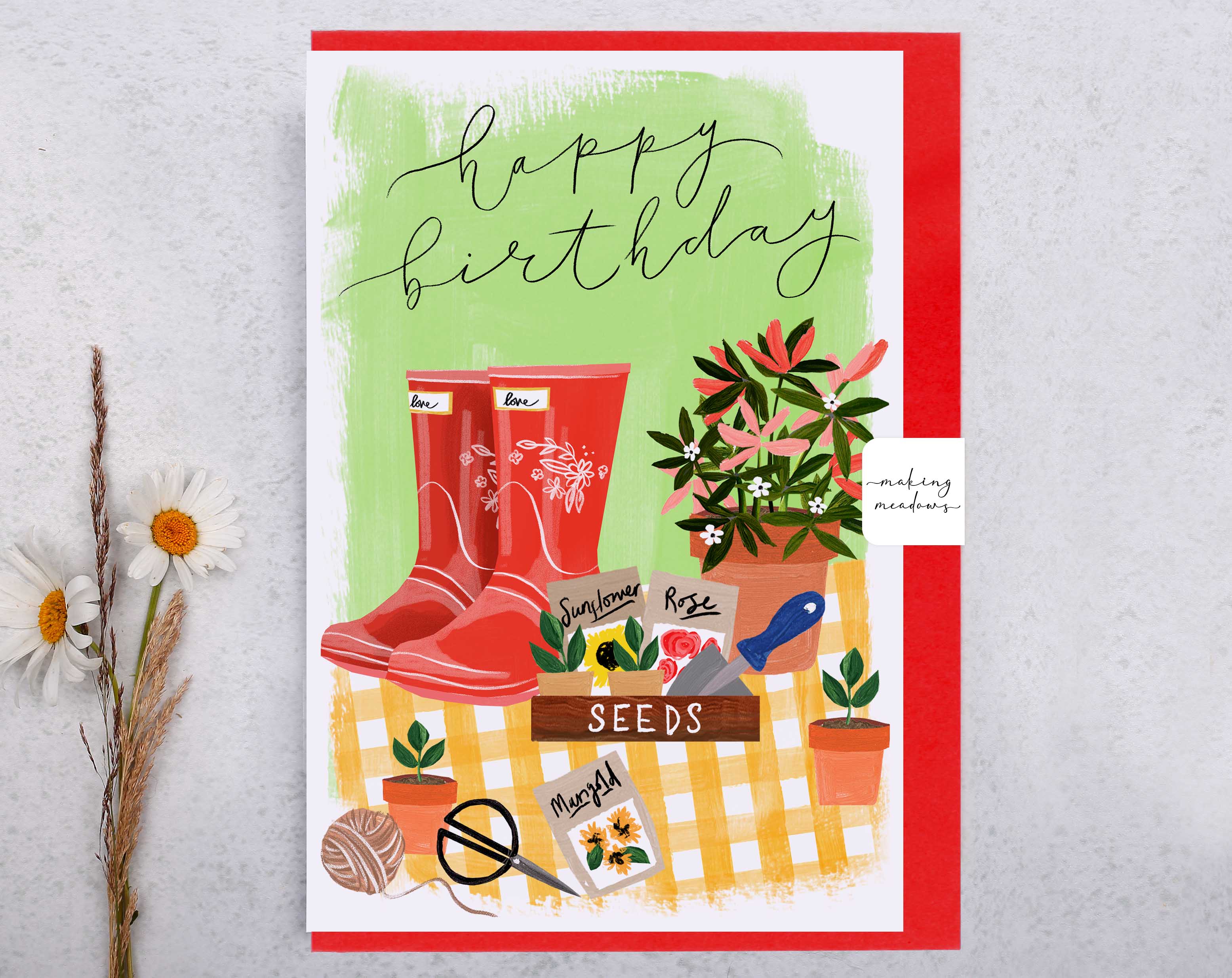 Floral Seeds Happy Birthday Card