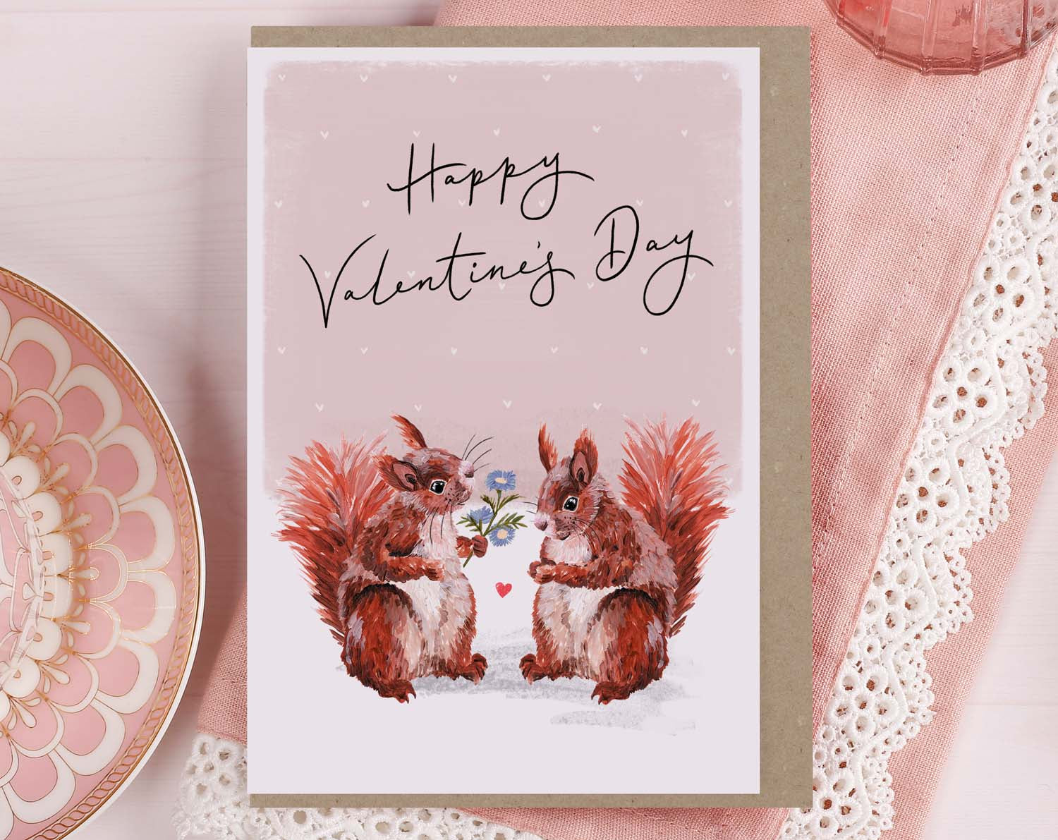 Red Squirrels Valentine Card
