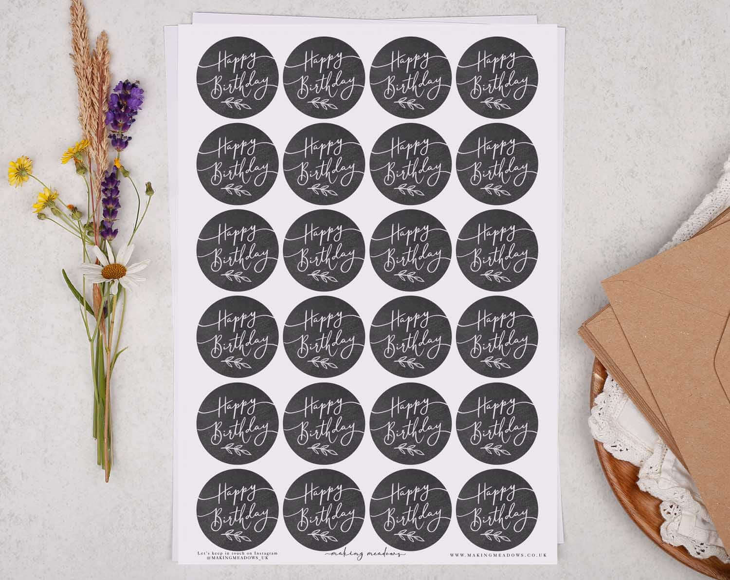 Happy Birthday Sticker Sheet. Decorative Stickers designed by Making Meadows