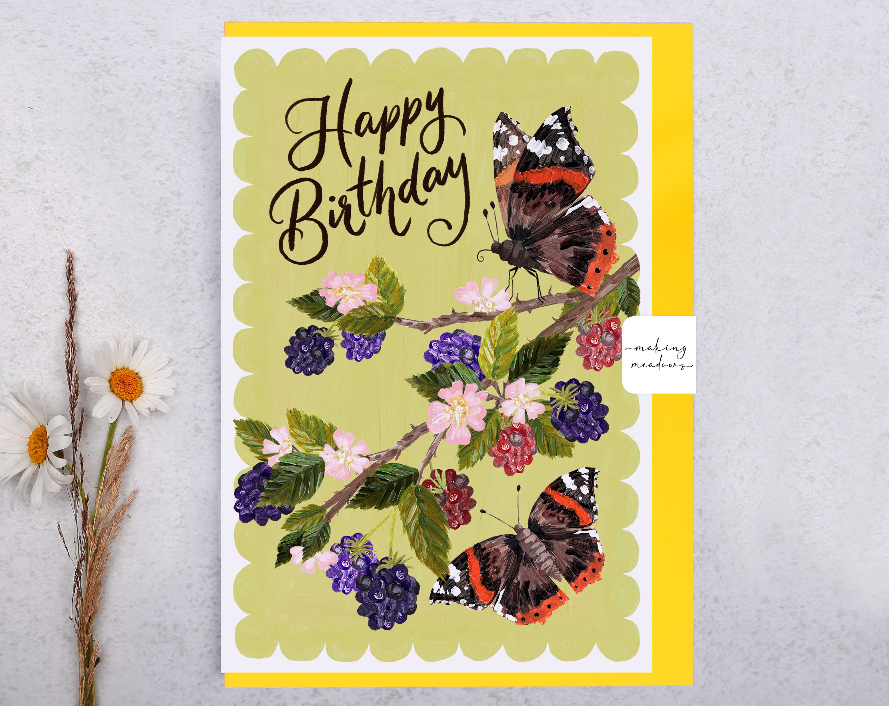 Hedgerow Butterfly Happy Birthday Card