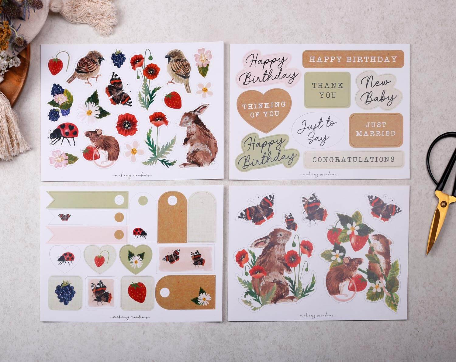Hedgerow Make Your Own Greeting Card Kit. Craft Kits designed by Making Meadows