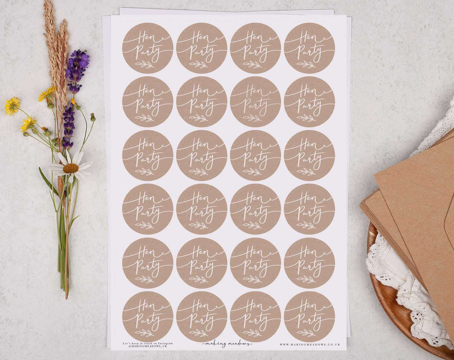 Hen Party Sticker Sheet. Decorative Stickers designed by Making Meadows