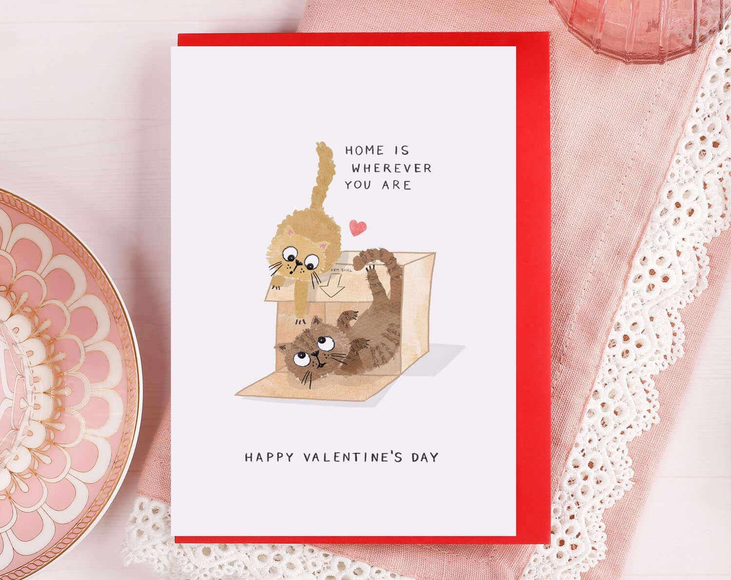 Home Is Where You Are Cat Valentine Card. Greeting & Note Cards designed by Making Meadows