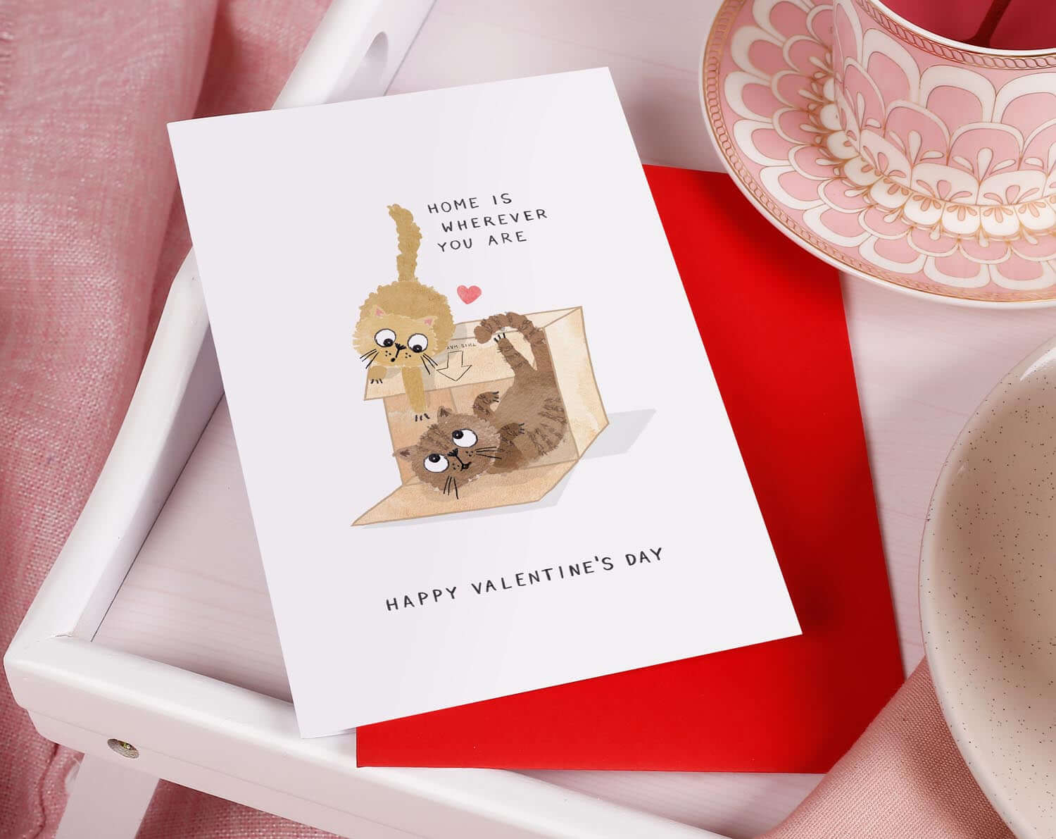 Home Is Where You Are Cat Valentine Card. Greeting & Note Cards designed by Making Meadows