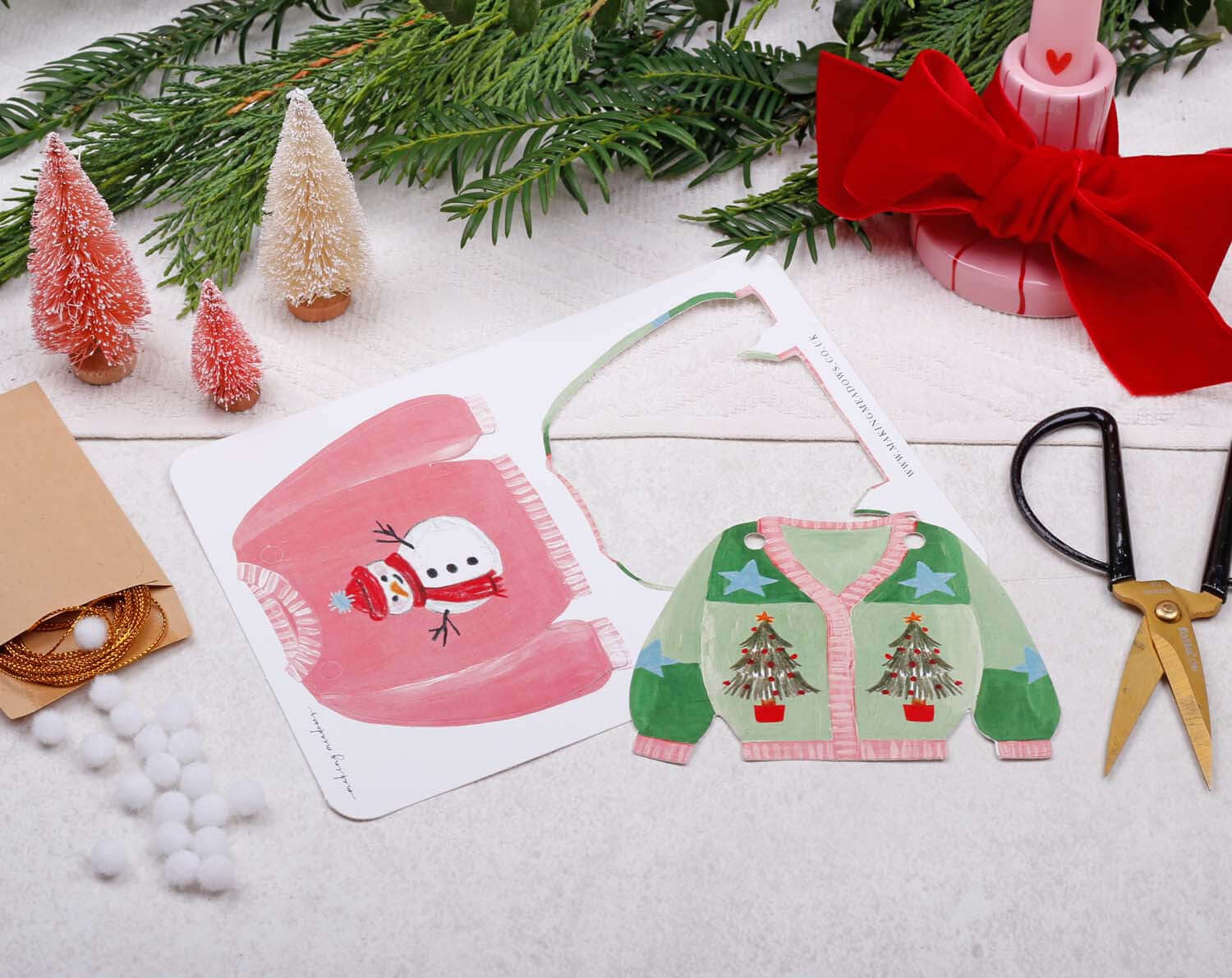 Jumper Christmas Bunting featuring colorful flags of festive jumpers and holiday decorations.