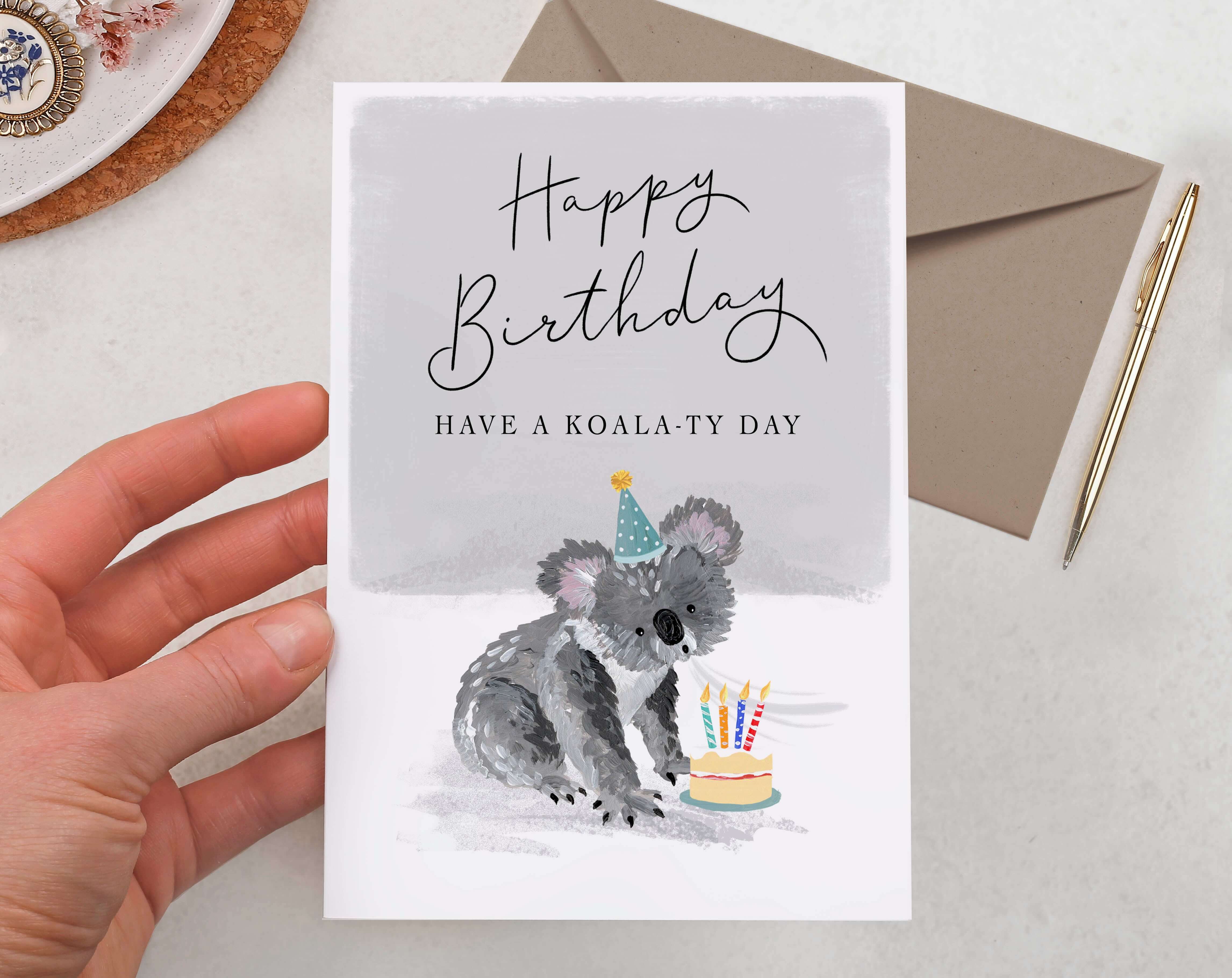 Koala Happy Birthday Card. Greeting & Note Cards designed by Making Meadows